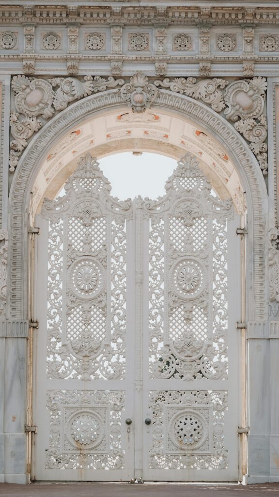 Intricately carved gate
